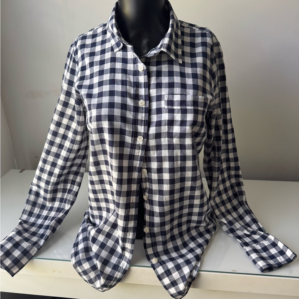 J. Crew Navy and White Checkered Shirt